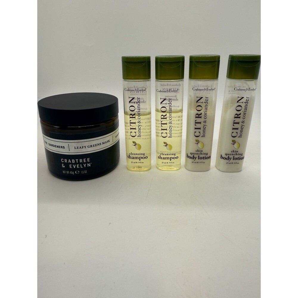Crabtree & Evelyn LEAFY GREENS MASK 45G, 2 FREE CITRON SHAMPOO & LOTIONS .9FLOZ‎